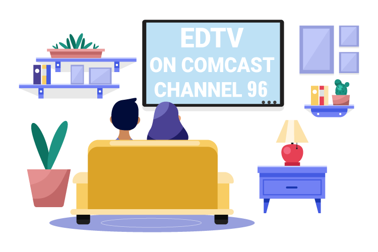 Illustration of two people watching EDTV