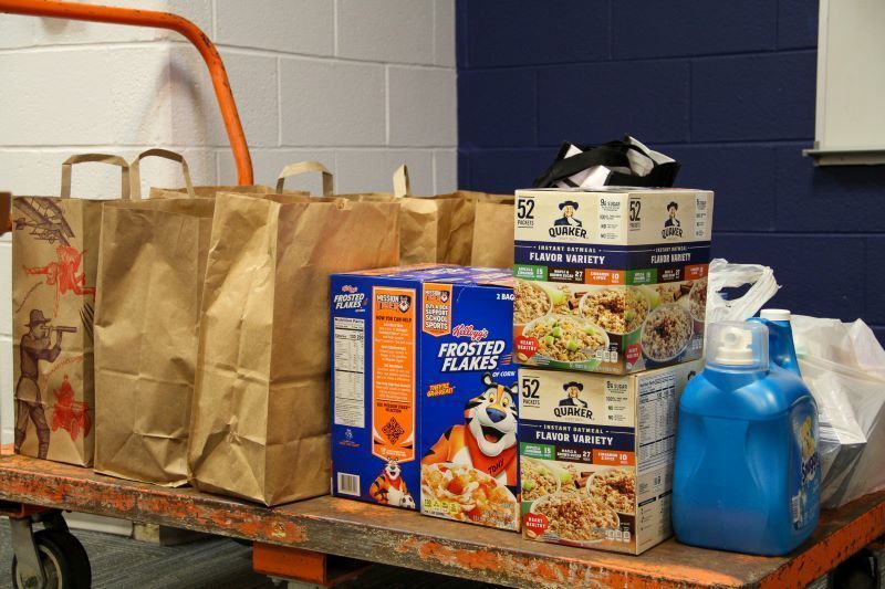 A cart full of donations