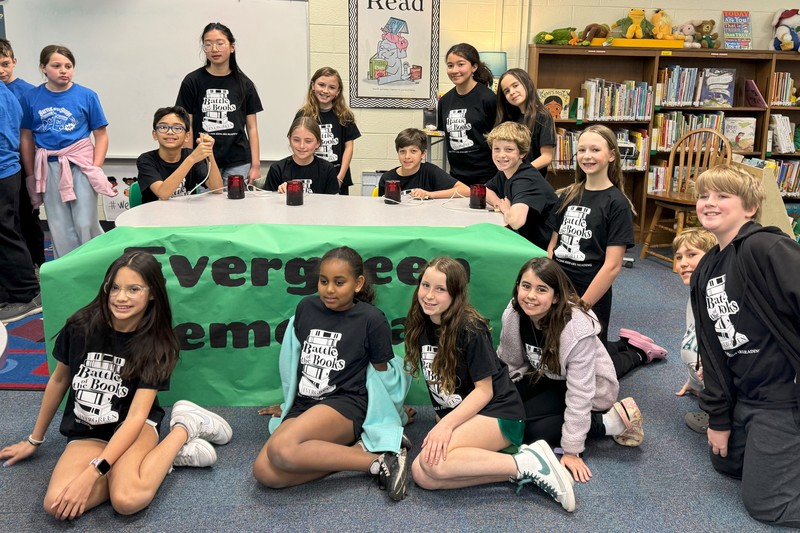 Evergreen Elementary Battle of the Book team smiling