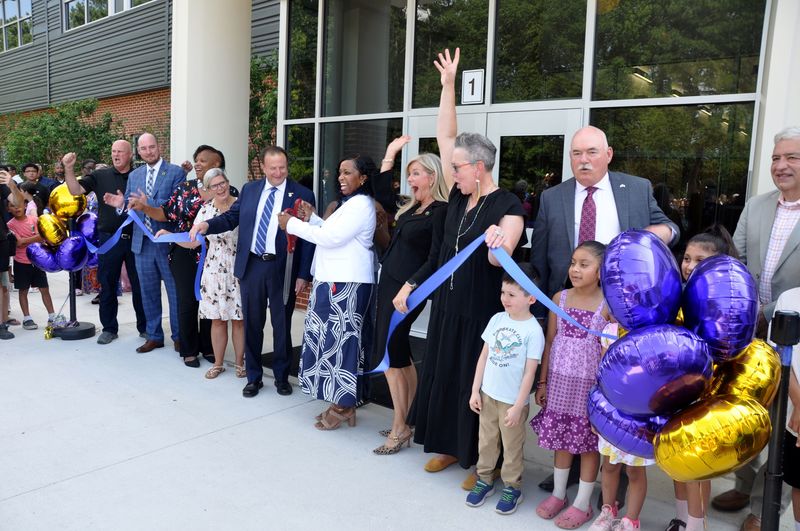 ribbon cutting at davis es