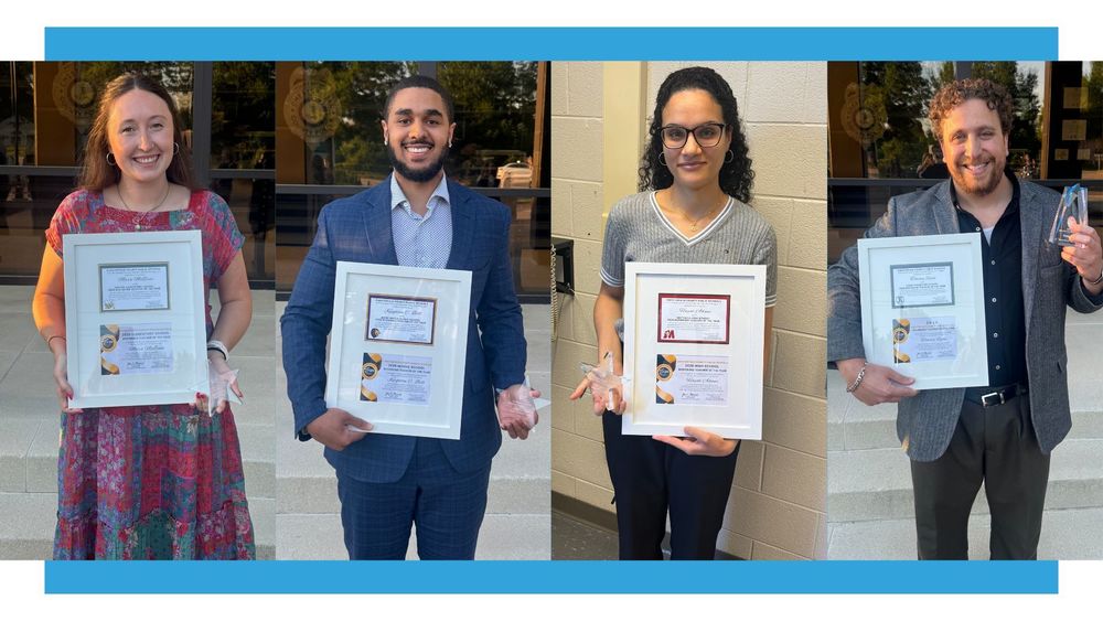 Mara McBane, Keighton Bell, Hayat Adawi and Tommy Ryan holding awards