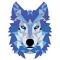 Colorful wolf's head
